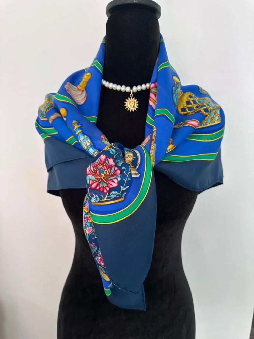 Hermes Silk Scarf Multicolor Hand Rolled Made in France